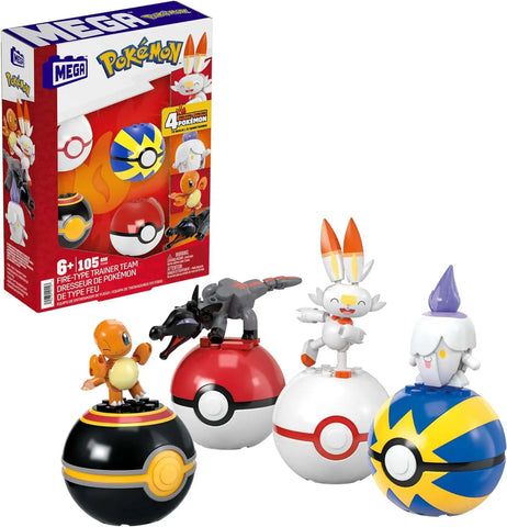 Mega Construx Pokemon Fire-Type Trainer Team
