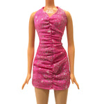 Barbie V Neck Pink & Silver Party Dress