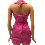 Barbie V Neck Pink & Silver Party Dress