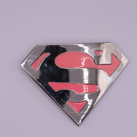 DC Superman Chrome & Pink Logo Belt Buckle