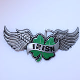 Irsh Shamrock with Wngs Belt Buckle