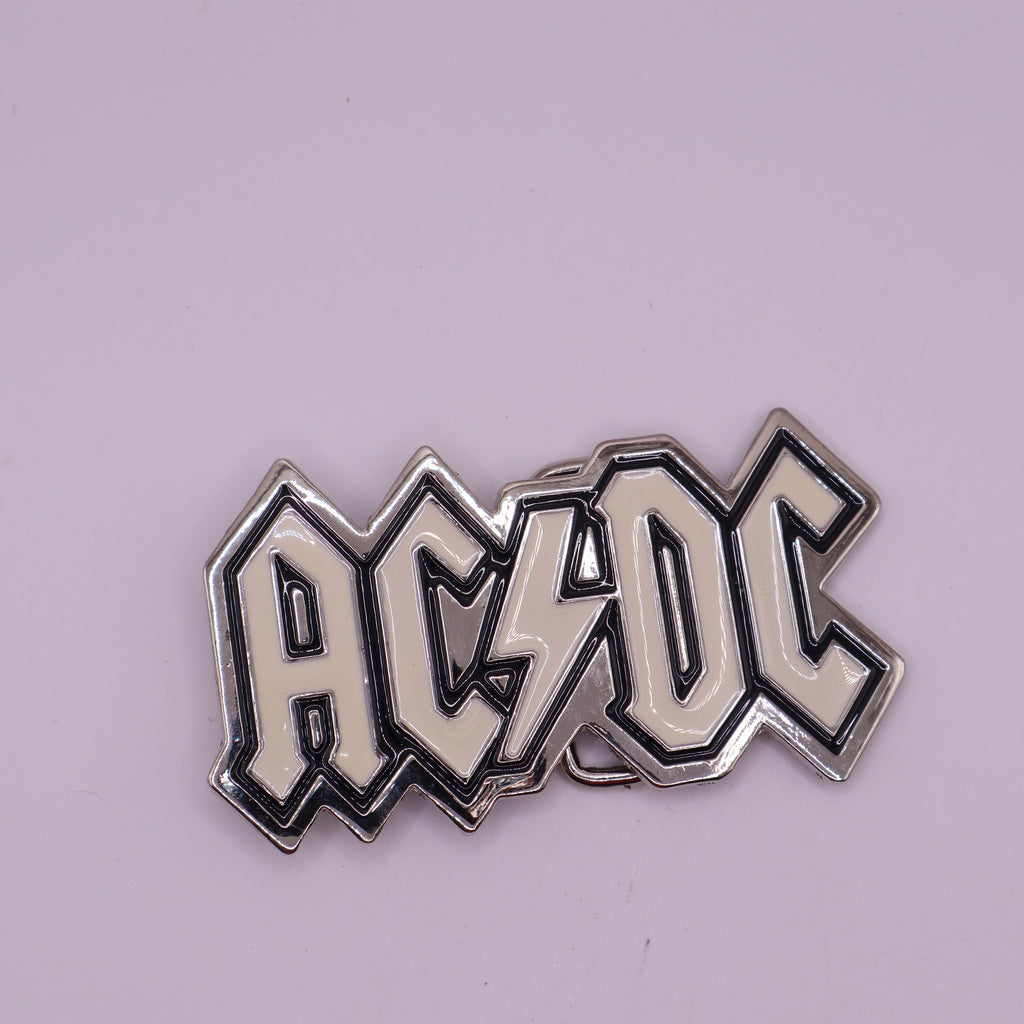 AC/DC White & Chrome Logo Belt Buckle – geekedouttoys