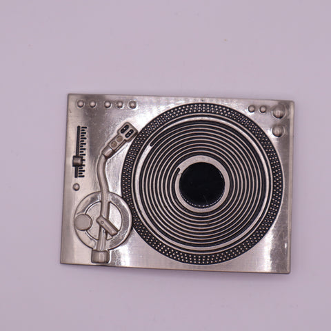 Chrome Record Player Belt Buckle