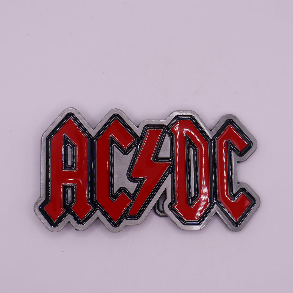 AC/DC Red & Silver Logo Belt Buckle – geekedouttoys