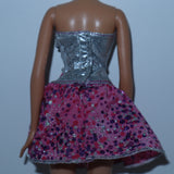 Barbie Silver & Pink Strapless Party Dress