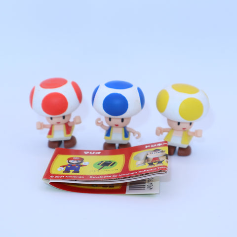 Nintendo Mario Vs Donkey Kong Gashapon Yellow, Blue & Red Toad