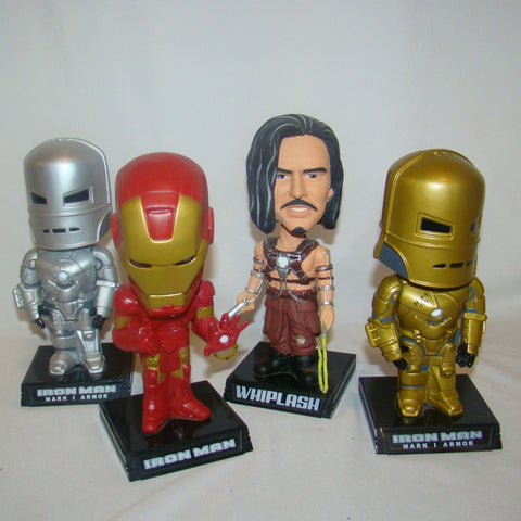 Funko Wacky Wobbler Iron Man, Iron Man Gold & Silver Mark 1, Whiplash