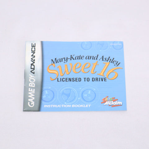 GBA Mary-Kate & Ashley Sweet 16 Licensed to Drive Instruction Booklet