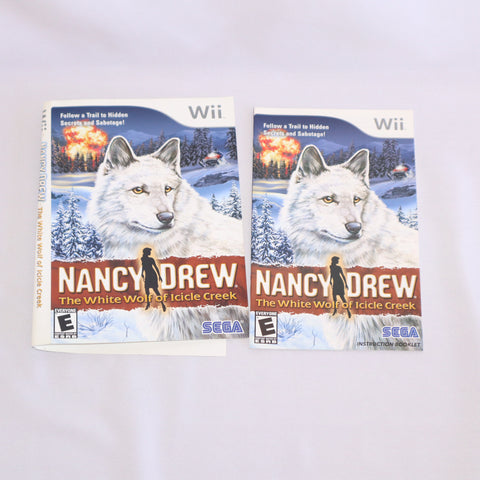 Nintendo Wii Nancy Drew the White Wolf of Icicle Creek Paper Cover & Instruction Booklet